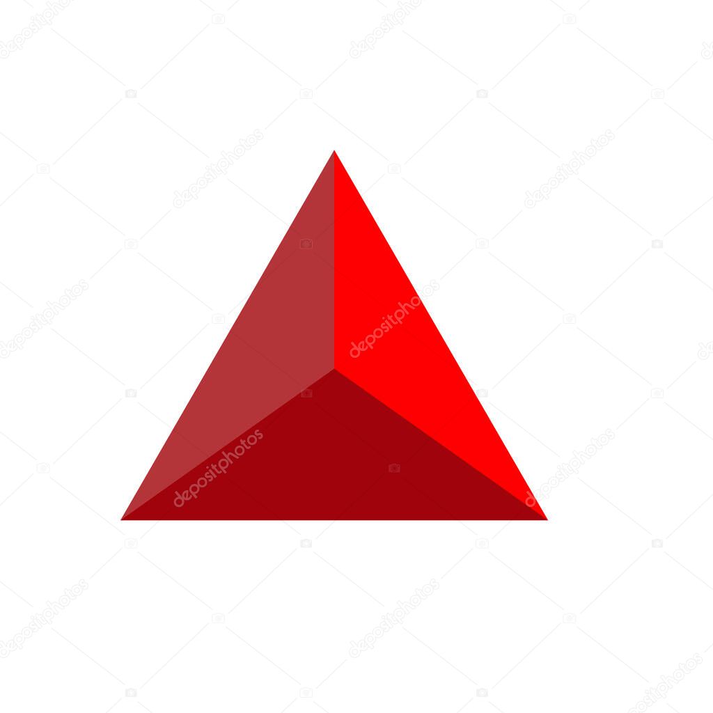 Glossy triangle icon on white background. flat style. triangle logo icon for your web site design, logo, app, UI. shiny triangle symbol. triangle sign.