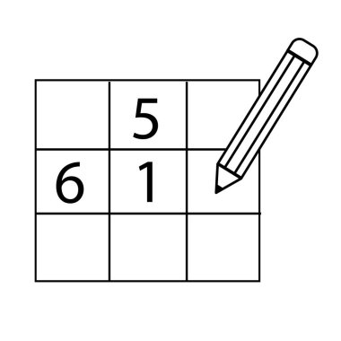Beyaz arkaplanda sudoku simgesi. Düz stil. Web siteniz için sudoku oyunu bulmaca simgesi, logo, uygulama, UI. Sudoku çizgisi sembolü. sudoku işareti. 