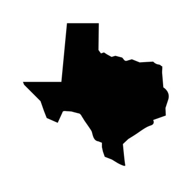Teksas eyaleti haritası beyaz arka planda siyah. Düz stil. Web sitesi tasarımınız, logonuz, uygulamanız ve UI için Teksas haritası simgesi. texas harita sembolü. 