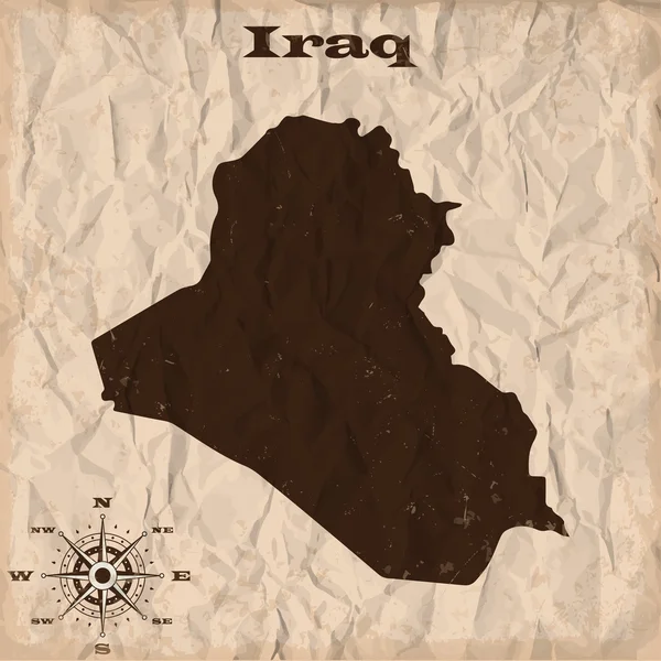 Iraq vecchia mappa con grunge e carta spiegazzata. Illustrazione vettoriale — Vettoriale Stock