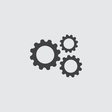 Gears'ı simge siyah renkli düz bir tasarım. Vektör çizim eps10