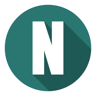 N harfi ile uzun bir gölge. Vektör çizim Eps10