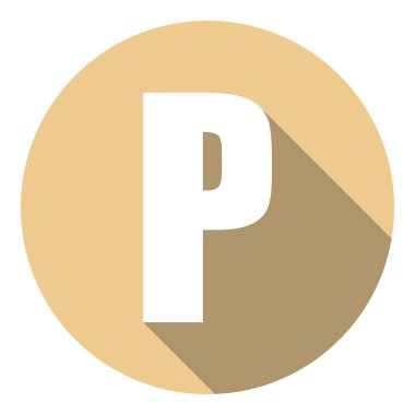 P harfi ile uzun bir gölge. Vektör çizim Eps10