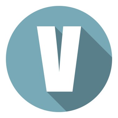 V harfi uzun bir gölge. Vektör çizim Eps10