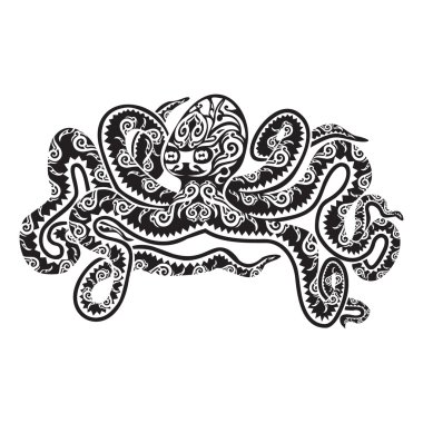 Octopus tattoo in Maori style. Vector illustration EPS10 clipart