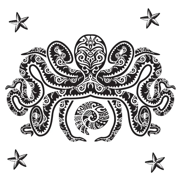 Octopus tetování ve stylu Maori. Vektorové ilustrace Eps10 — Stockový vektor