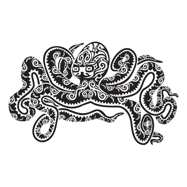 Tatuaje de pulpo en estilo maorí. Ilustración vectorial EPS10 — Archivo Imágenes Vectoriales