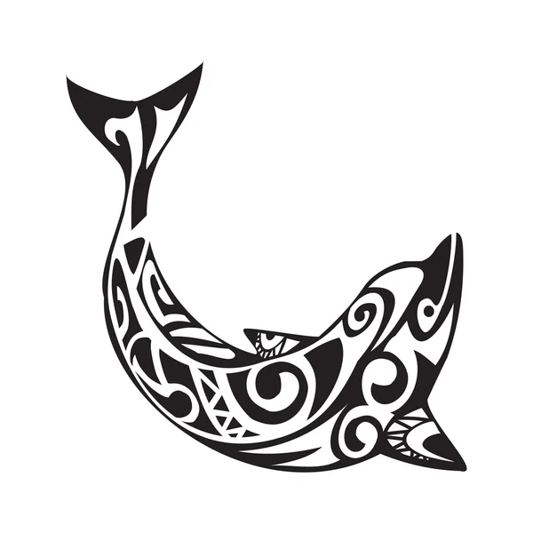 Tatuaje de delfín en estilo maorí. Ilustración vectorial EPS10 — Vector de stock