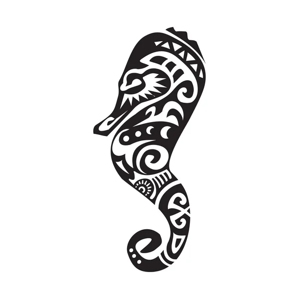 Sea horse tattoo in Maori style. Vector illustration EPS10 — Stock Vector