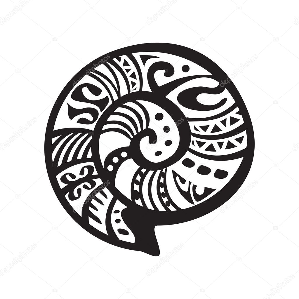 Shell tattoo in Maori style. Vector illustration EPS10