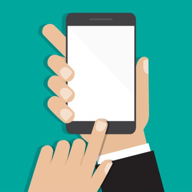 El tutma smartphone, parmak değmek düğme içinde oturum açın. Vektör çizim eps10