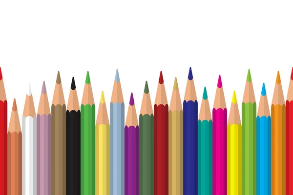 Crayons de couleur sans couture rangée avec vague sur le côté inférieur. Design plat. Illustration vectorielle eps10 — Image vectorielle