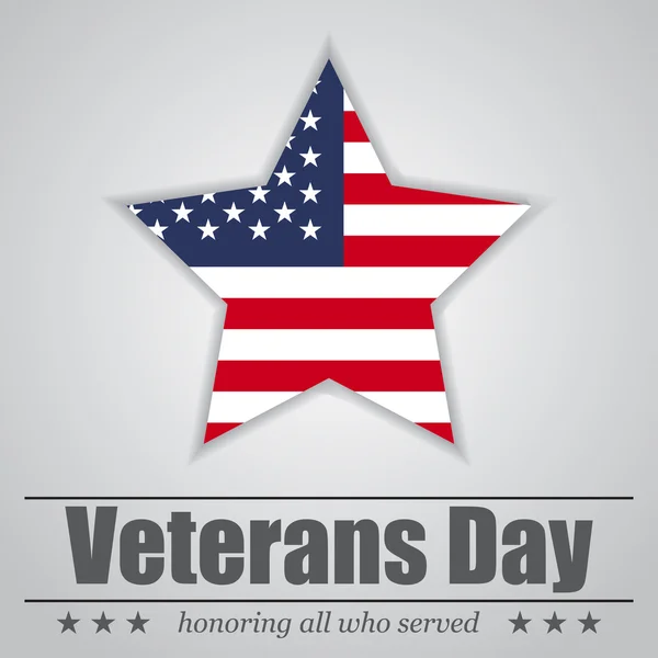 Star with USA flag inside for Veterans Day. Vector illustration — Stock Vector