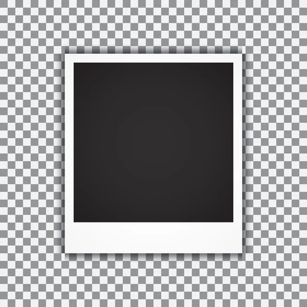 古い空格子縞の黒白い背景の上に透明な影と現実的なフォト フレームに。ベクトル図 — ストックベクタ