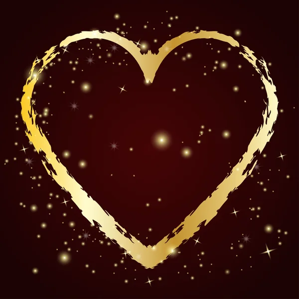 Altın kalp simgesi grunge fırça ile. Vektör çizim — Stok Vektör