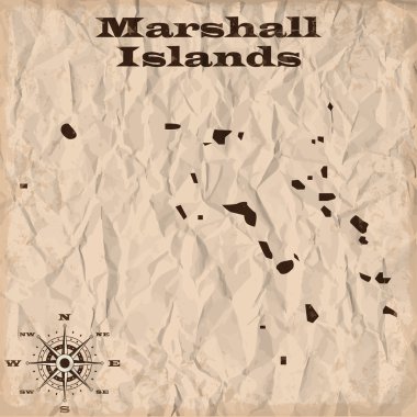 Marshall Adaları eski grunge ve buruşuk kağıt ile eşleyin. Vektör çizim