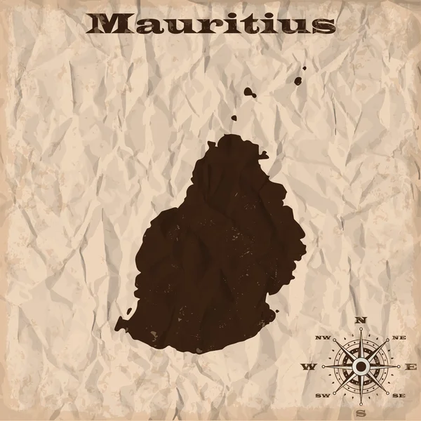 Mauritius alte Landkarte mit Grunge und zerknülltem Papier. Vektorillustration — Stockvektor