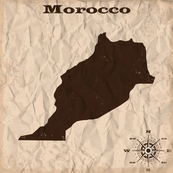 Maroc vieille carte avec papier grunge et froissé. Illustration vectorielle — Image vectorielle