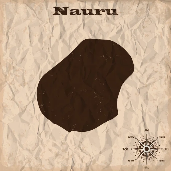 Старая карта Науру с гранжем и смятой бумагой. Векторная иллюстрация — стоковый вектор