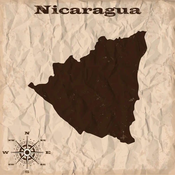Nikaragua grunge ve buruşuk kağıt ile eski harita. Vektör çizim
