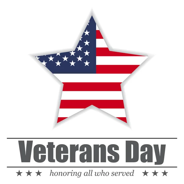 Star with USA flag inside for Veterans Day. Vector illustration — Stock Vector