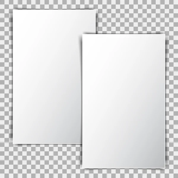 White blank poster mockup, sheet of paper on transparent background — Stock Vector