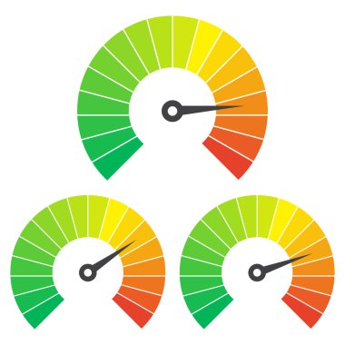 Beyaz arkaplandaki bir dizi ölçü simgesi. Hız göstergesi simgeleri ayarlandı