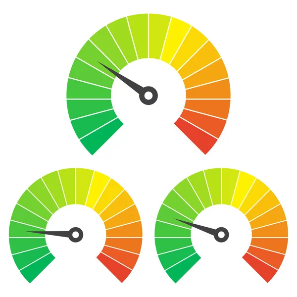 Conjunto de iconos de medición sobre fondo blanco. Conjunto de iconos de velocímetro — Archivo Imágenes Vectoriales