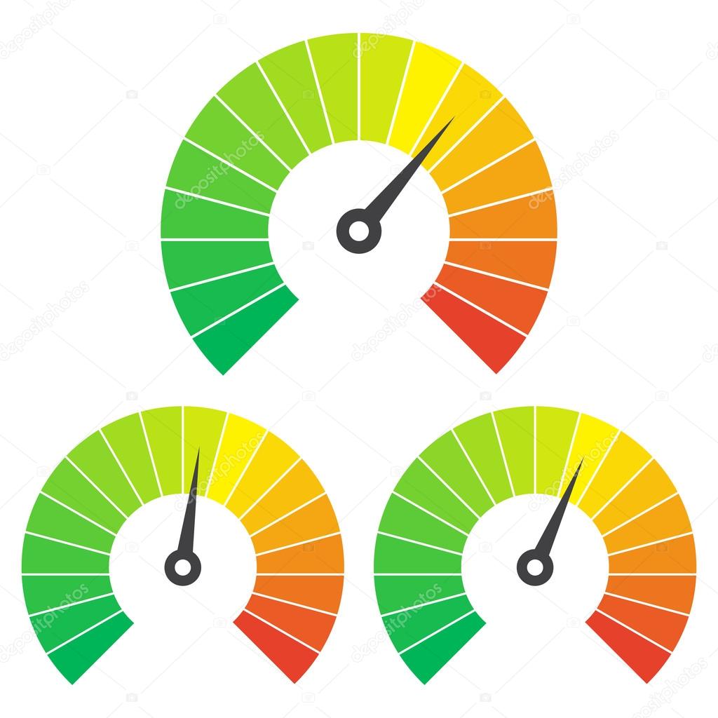 Set of measuring icons on a white background. Speedometer icons set