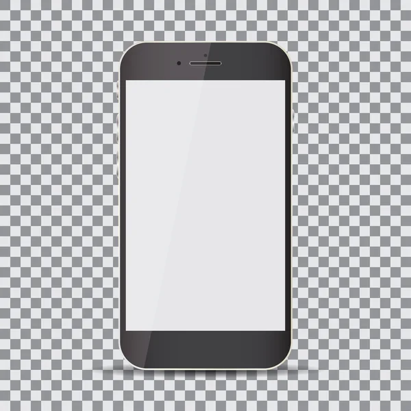 Leerer Bildschirm. realistisches schwarzes Smartphone auf transparentem Hintergrund — Stockvektor