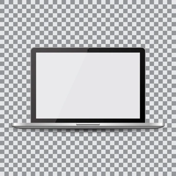 Leerer Bildschirm. realistischer Laptop auf transparentem Hintergrund — Stockvektor