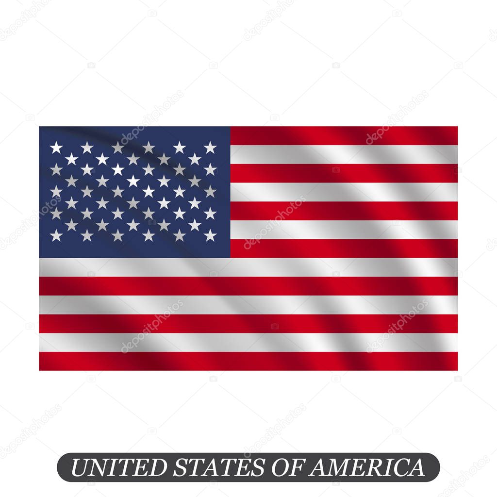 Waving USA flag on a white background. Vector illustration