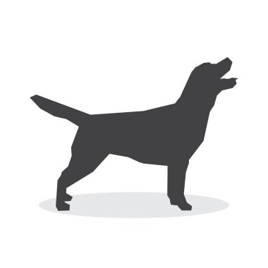 Beyaz bir arka plan üzerinde köpek siluet. Vektör çizim
