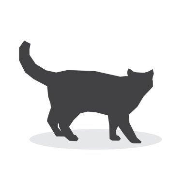 Beyaz bir arka plan üzerinde kedi siluet. Vektör çizim