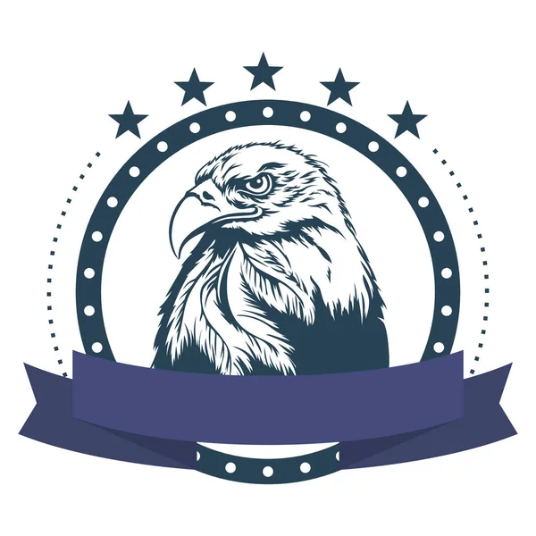 Logo de águila con cinta sobre fondo blanco. Ilustración vectorial — Vector de stock