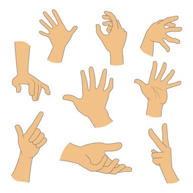 Hands gestures realistic set on a white background clipart
