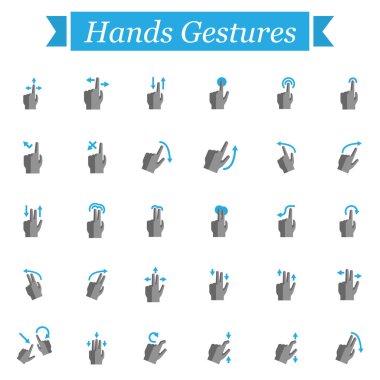 Beyaz bir arka plan üzerinde el jestleri Icons set