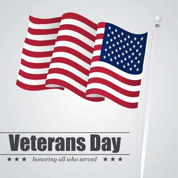Waving USA flag for Veterans Day. Vector illustration — Stock Vector