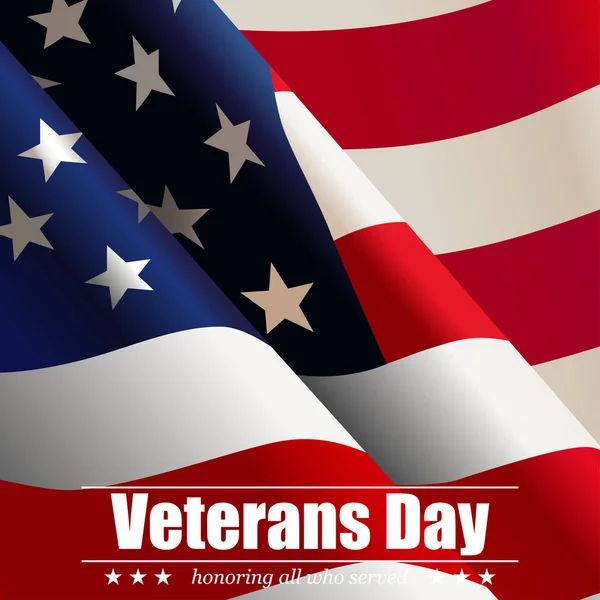 Waving USA flag for Veterans Day. Vector illustration — Stock Vector
