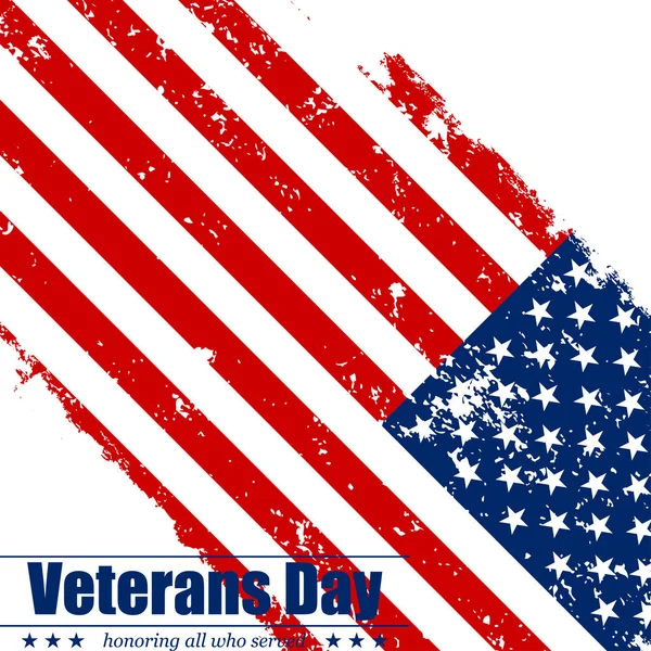 Grunge USA flag for Veterans Day. Vector illustration — Stock Vector
