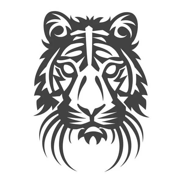 Testa di tigre logo in nero su sfondo bianco — Vettoriale Stock