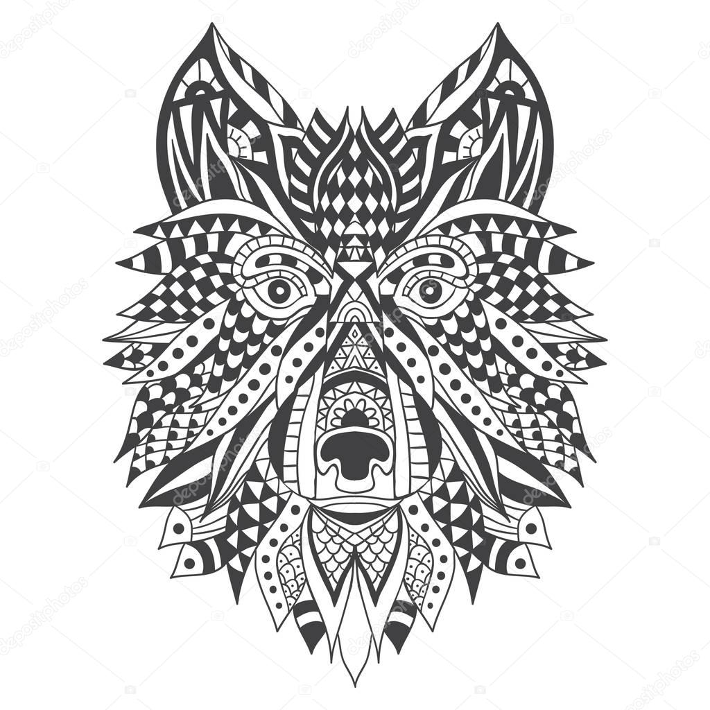 Malvorlage Wolfskopf