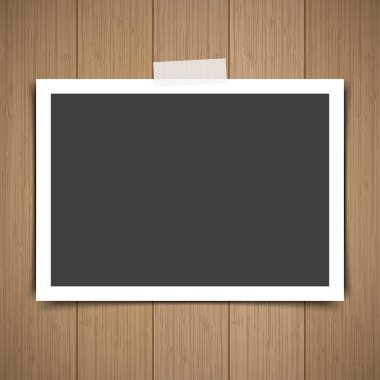 Fotoğraf çerçeve çubuk vintage ahşap doku üzerinde. Vektör çizim