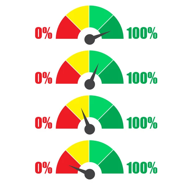 Conjunto de iconos de medición. Velocímetro o medidor de calificación signos elementos de indicador infográfico — Vector de stock