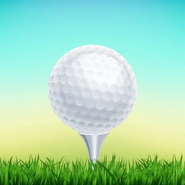 Golf ball in green grass of golf course with white area for text and create graphic idea — Stock Vector