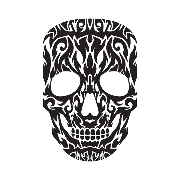 Tatuagem de crânio em preto sobre um fundo branco. Ilustração vetorial — Vetor de Stock