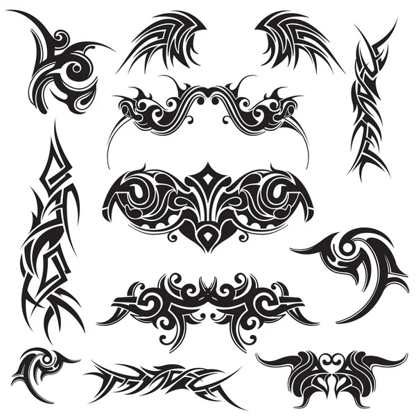 Set de tatuajes tribales abstractos en negro sobre un ...