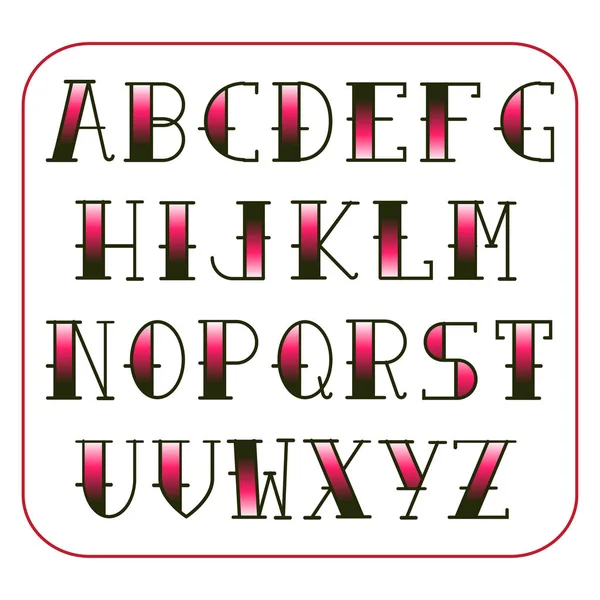 Ensemble alphabet tatouage old school. Illustration vectorielle — Image vectorielle