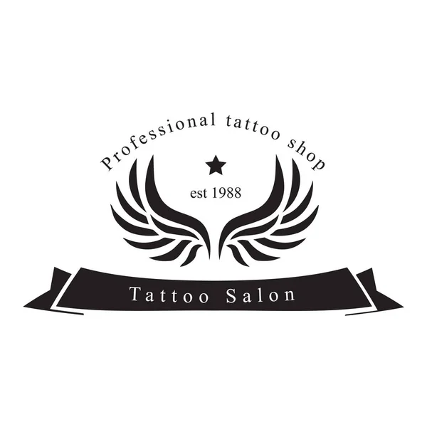 Логотип салона тату на белом фоне. Векторная иллюстрация — стоковый вектор