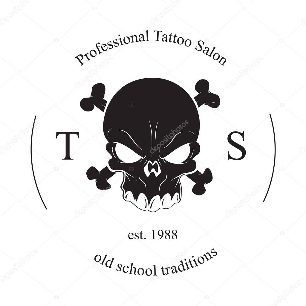 tattoo studio emblem template. Crossed tattoo machine, skull. Design  element for logo, label, sign, poster, t shirt. Vector illustration Stock  Vector Image & Art - Alamy